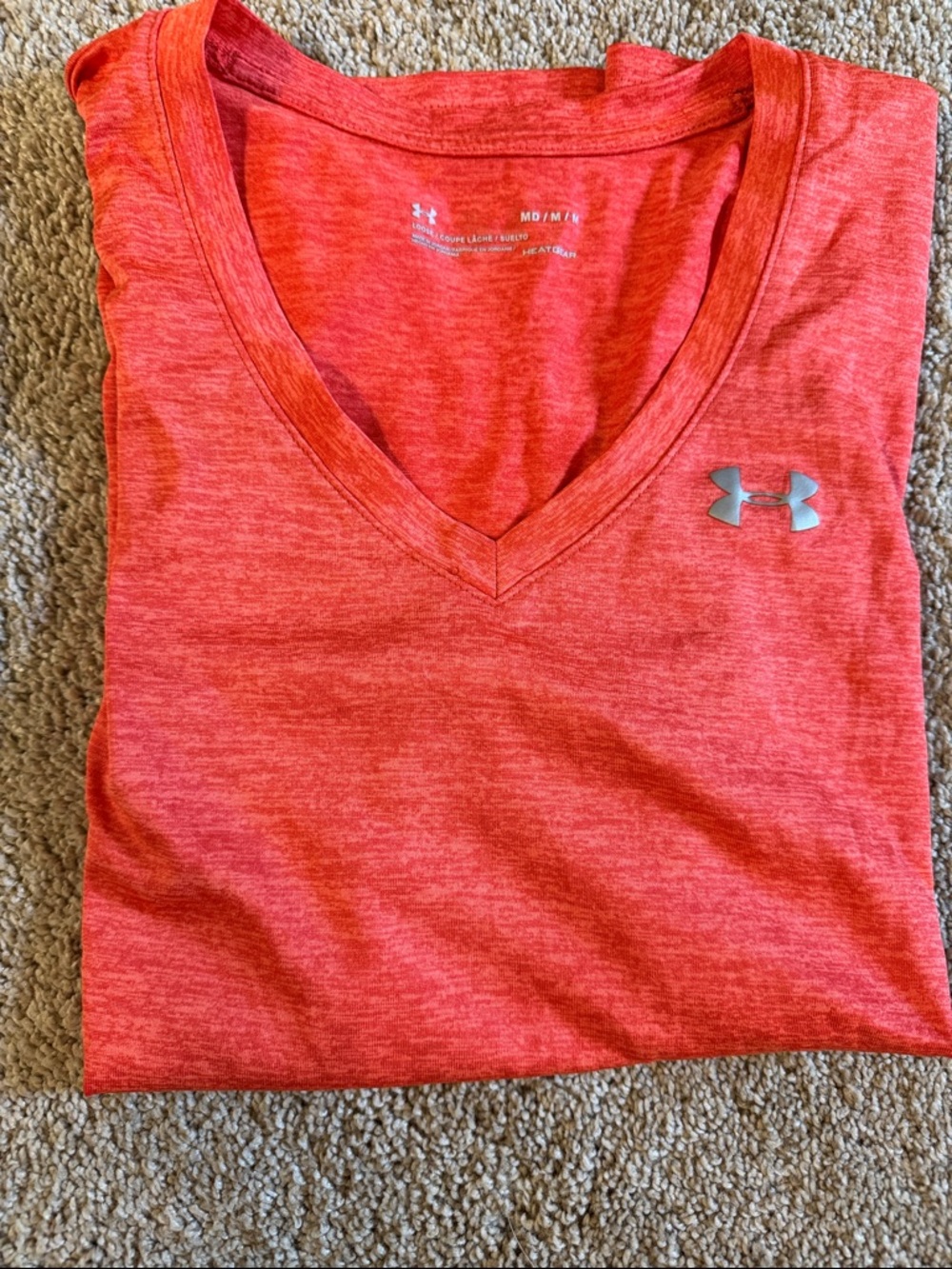 Under Armour Women's Coral Heather V-Neck Performance Tee